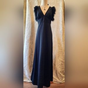 1960's Gown with feather sleeves